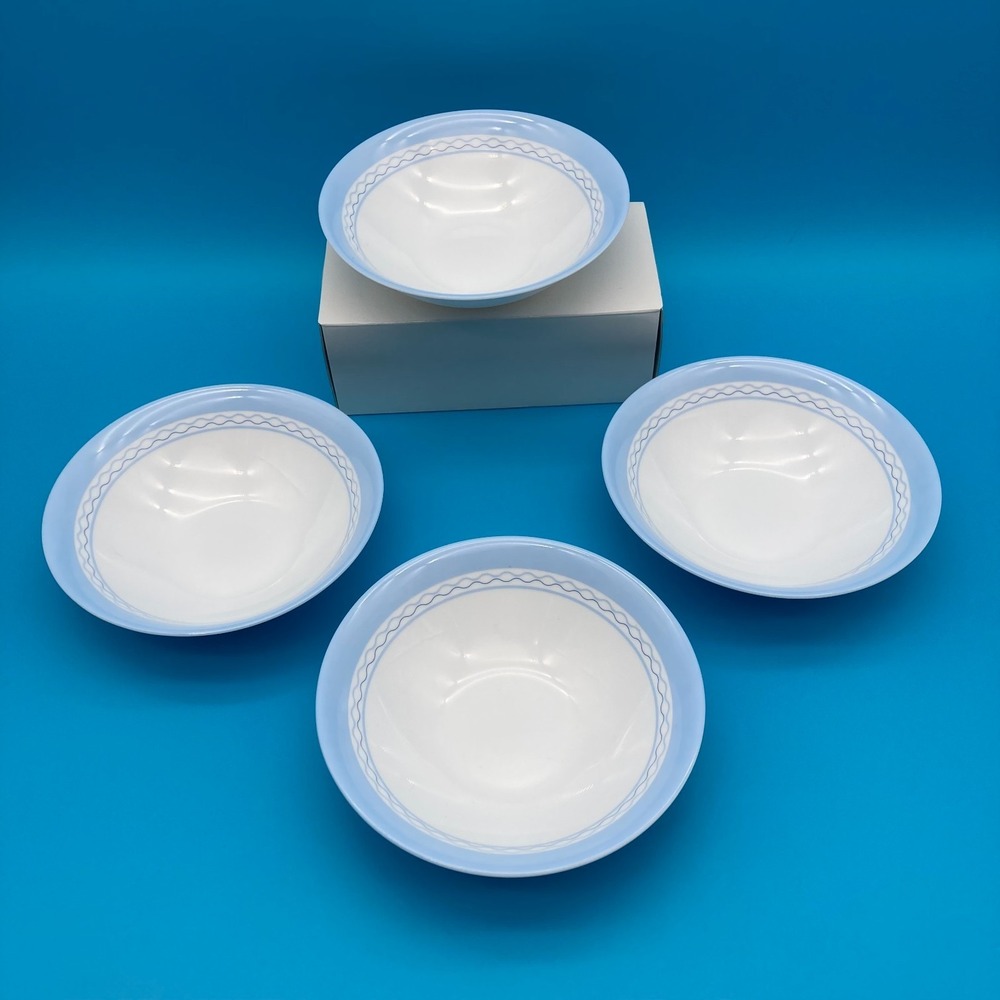 Set of 4 Martha Stewart Everyday Blue Wave Cereal Bowls Made in France MTW28